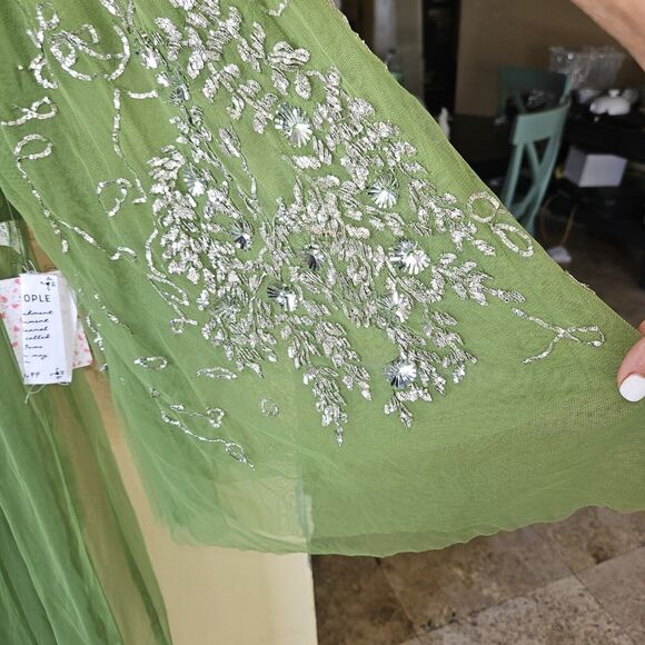 Free People Vintage Dreams Embellished Sequin Maxi Top Sheer Cover Up Dr… - Picture 5 of 9